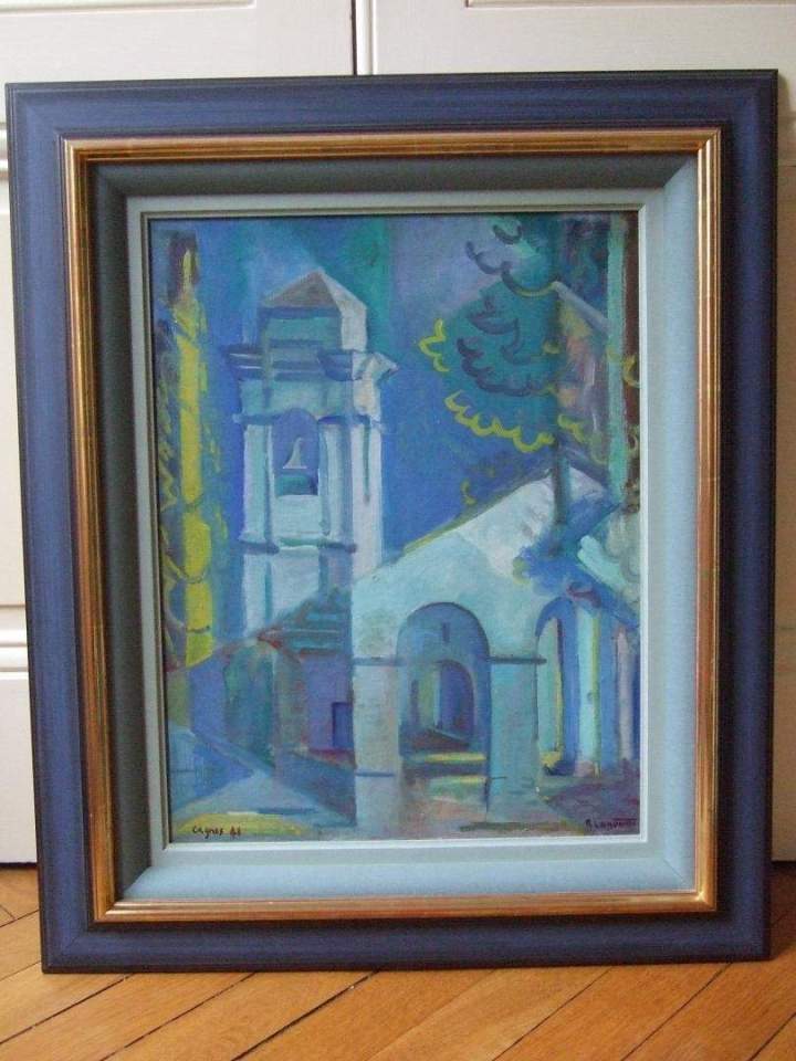 Encadrement tissu bleu Lyon